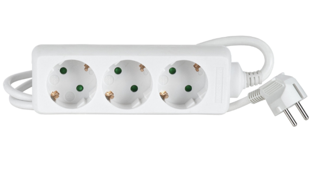 Pikendusjuhe 5m 3 pesa IP20 valge