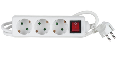 Pikendusjuhe 2m 3 pesa+lüliti IP20 valge