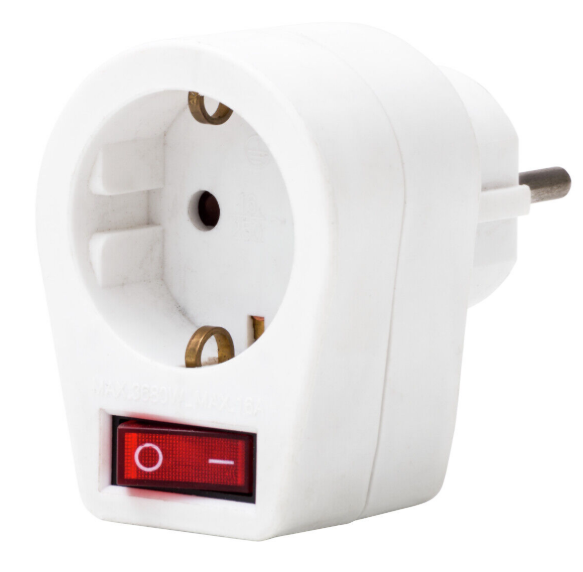 Adapter  pesa+lüliti valge 16A