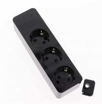 Pikendusjuhtme pistikupesa pp 3x must