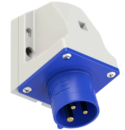 Jõupistik seinale16A 3P 6H 230VAC IP44 (ava M25), CEE sinine