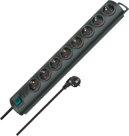 Pikendusjuhe 8 auku, lülitiga, must, 2m 3G1,5mm2