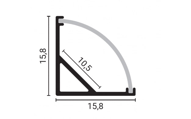 LED nurgaprofiil 16x16 2m hall alumiinium IP20