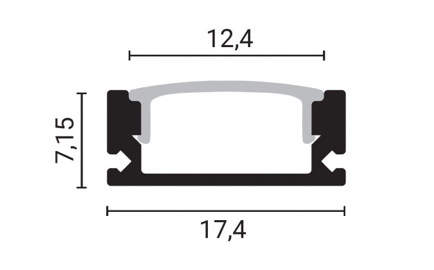 LED alumiiniumprofiil pp 17,4x6 2m valge IP20