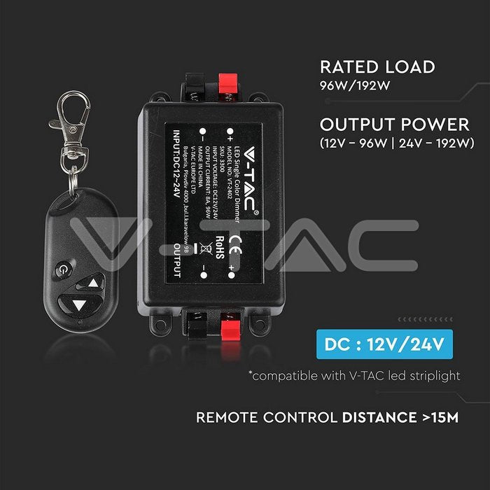 Led-dimmer/lüliti+pult 96W 8A 12/24V IP20 20000h