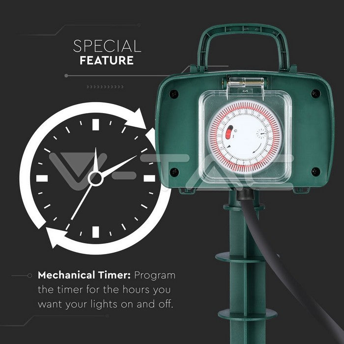 Pikendusjuhe 3m 3G1,5 2pesa roheline taimeriga IP44