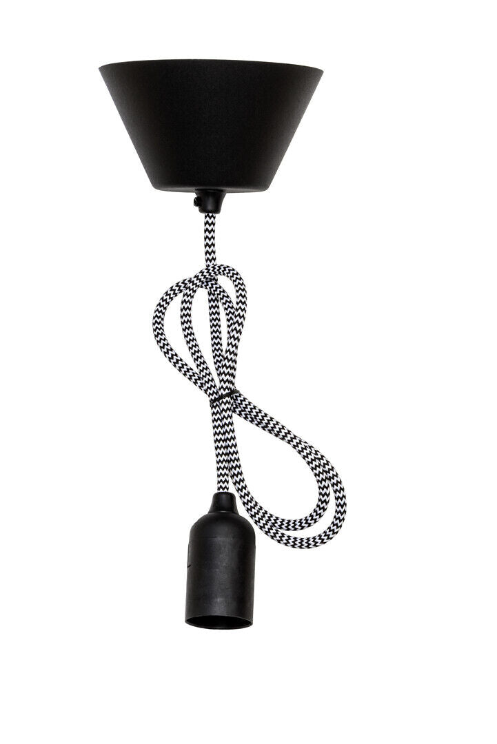 Valgusti kaabel pesaga E27 tekstiiljuhtmega must/valge