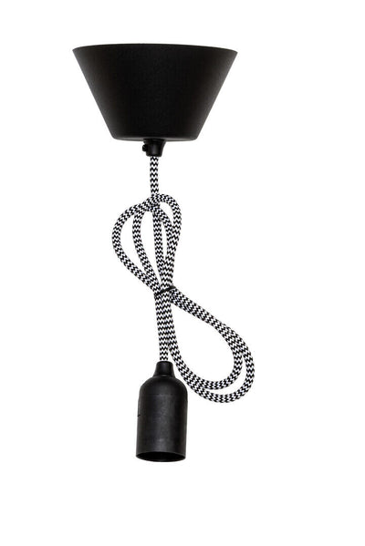 Valgusti kaabel pesaga E27 tekstiiljuhtmega must/valge