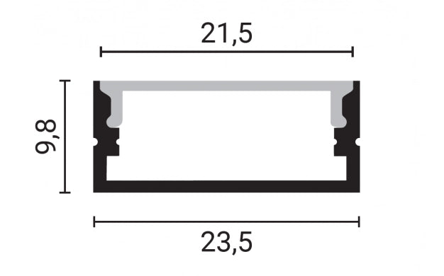 LED alumiiniumprofiil pp 23,5x10 2m hall