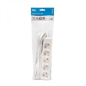 Pikendusjuhe 5m 5pesa IP20 valge
