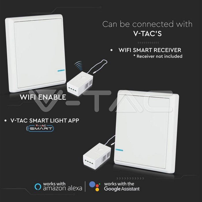 Juhtmevaba lüliti pinnapealne valge, õues kuni 600m, toas kuni 40m IP54