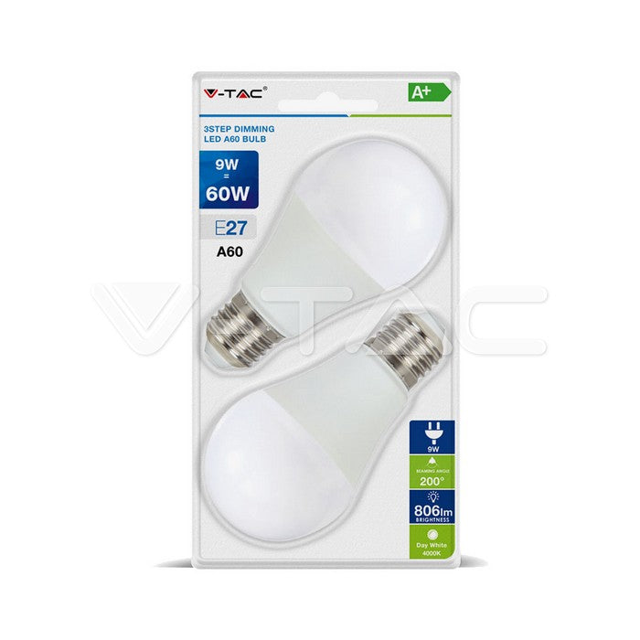 LED lamp E27 9W 806lm 2700K matt 2tk/pk