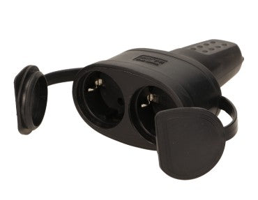 Jätkupesa 2-ne maandusega 16A must IP44