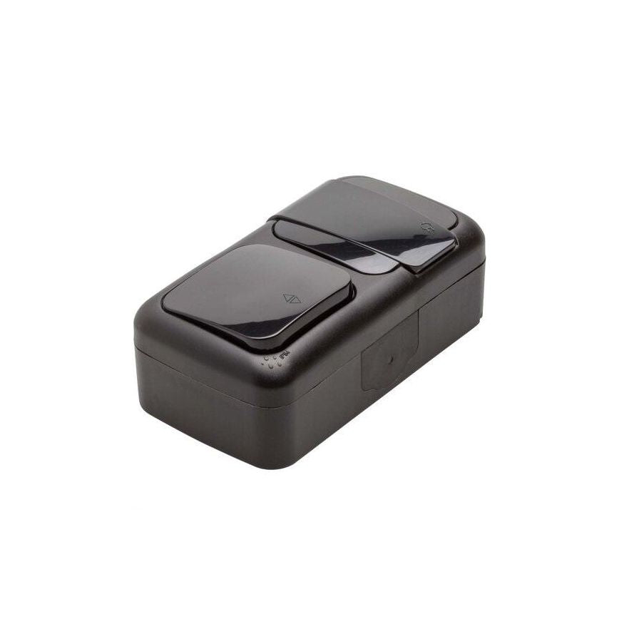 Pistikupesa+veksellüliti pinnapealne IP54, must