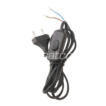 Pistiku ja lülitiga juhe 2m must 2x0,75mm2