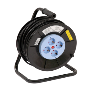 Kaablitrummel 50m 4 pesa 3x1,5 IP20 must/sinine