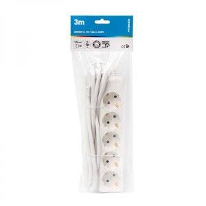 Pikendusjuhe 3m 5pesa IP20 valge