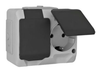 Pistikupesa 2-ne pinnapealne IP44 hall NORTIC