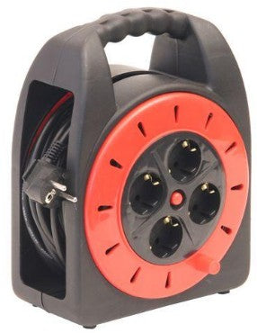 Kaablitrummel 20m 4 pesa 3x1,0 IP20 must/punane