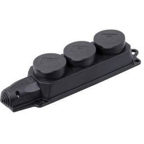 Jätkupesa 3-ne maandusega 16A must IP44