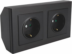 Pistikupesa pinnapealne 2-ne , nurk, must