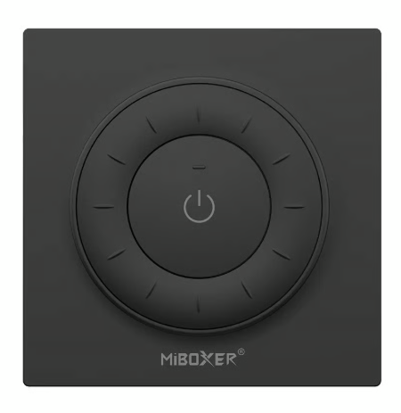 Pööratav dimmer mattmust, 2kanalit DIM/CCT, 2,4GHz 30m