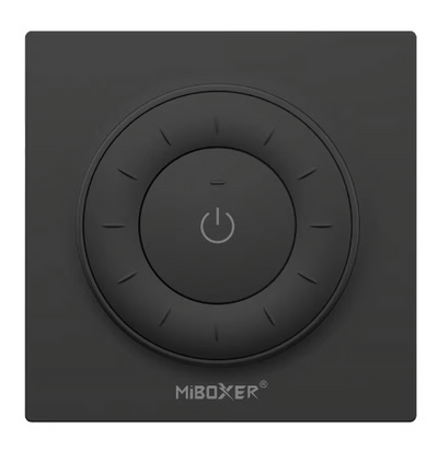 Pööratav dimmer mattmust, 2kanalit DIM/CCT, 2,4GHz 30m