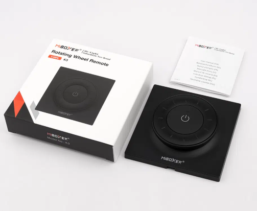 Pööratav dimmer mattmust, 2kanalit DIM/CCT, 2,4GHz 30m