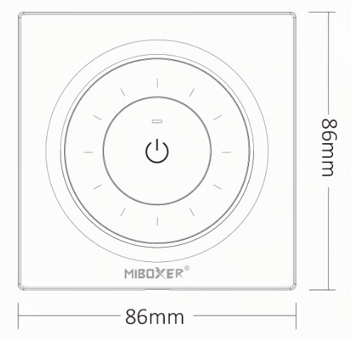 Pööratav dimmer mattmust, 2kanalit DIM/CCT, 2,4GHz 30m