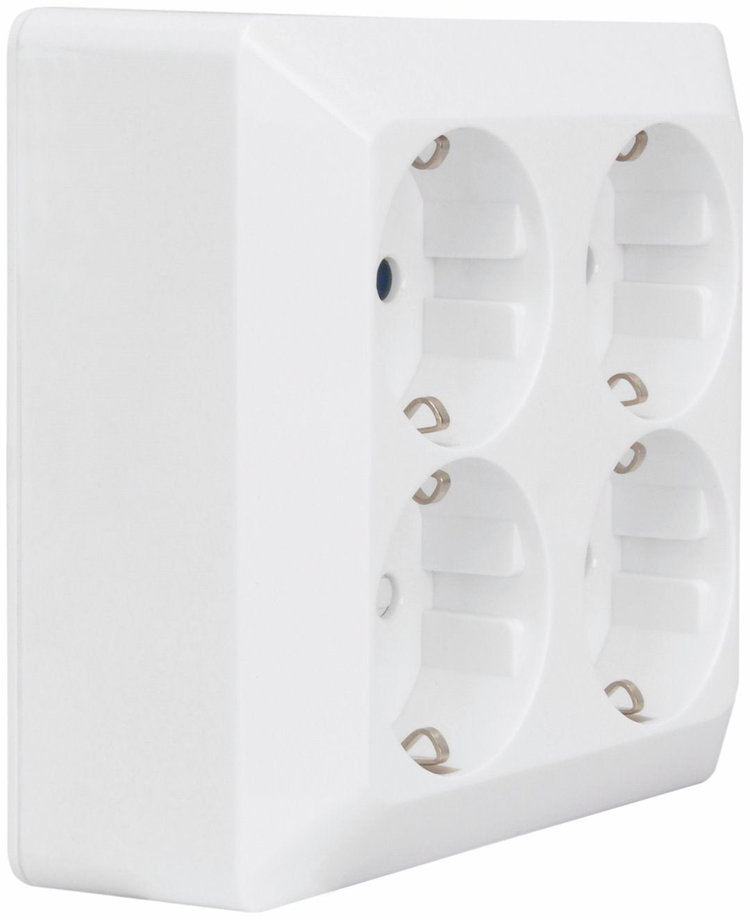 Pistikupesa maandusega 4-ne pinnapealne,  kandiline valge