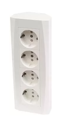 Pistikupesa maandusega, pinnapealne nurk 4-ne  valge