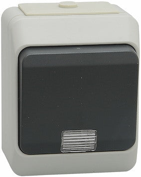 Veksellülit tulega pinnapealne hall/must IP44