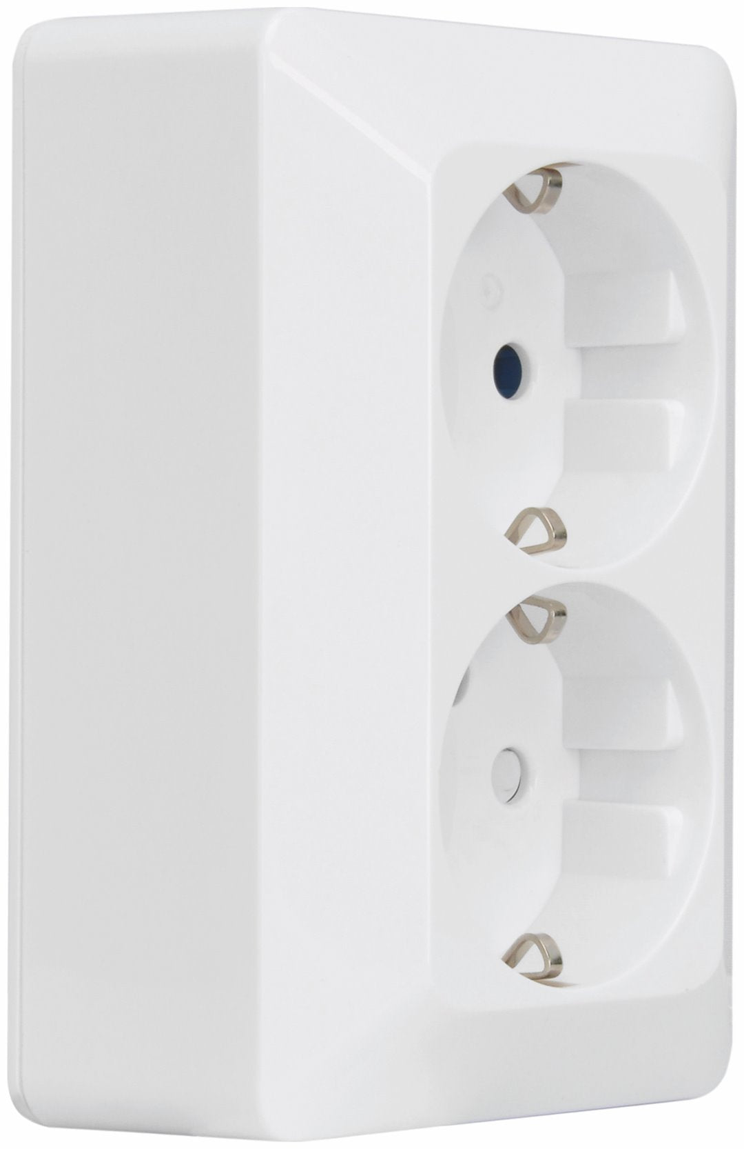 Pistikupesa maandusega 2-ne pinnapealne, valge