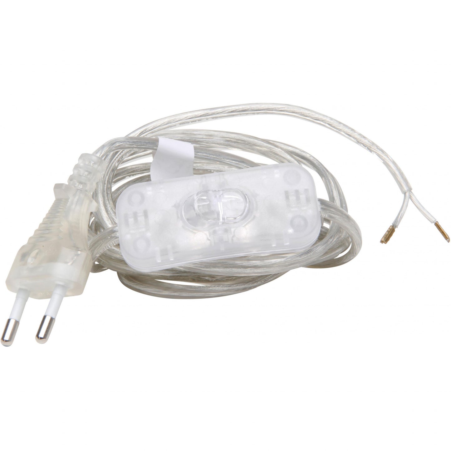 Pistiku ja lülitiga juhe 2m läbipaistev 2x0,75mm2