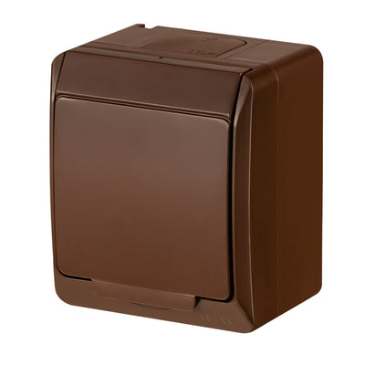 Pistikupesa 1-ne pinnapealne pruun IP44