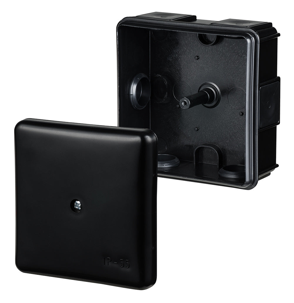 Harukarp 86x86x39, kruviga,  must, IP55 EP-LUX