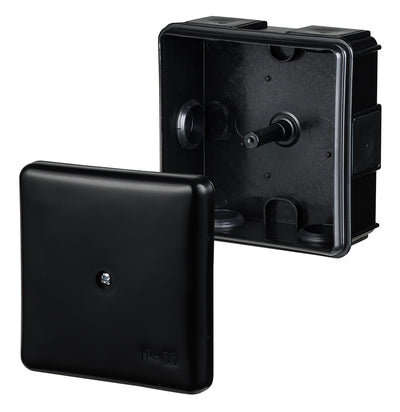 Harukarp 86x86x39, kruviga,  must, IP55 EP-LUX