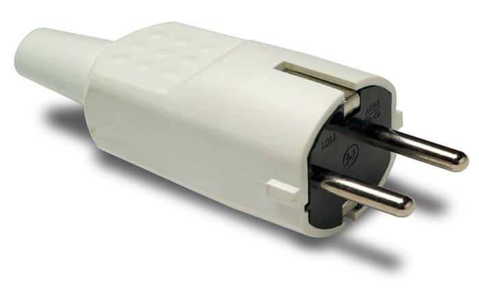 Pistik maandusega valge 16A 250V