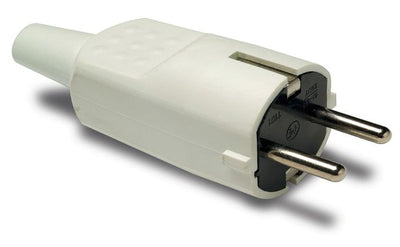 Pistik maandusega valge 16A 250V