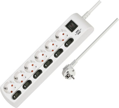 Pikendusjuhe 2m 6pesa+lüliti+6xlüliti IP20 valge mitmik pist