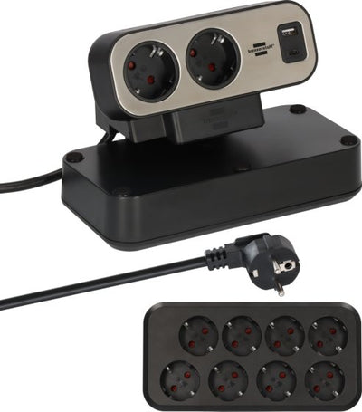 Pikendusjuhe lauapealne 2m 2pesa+USB+kiirlaadimispesa kuldne