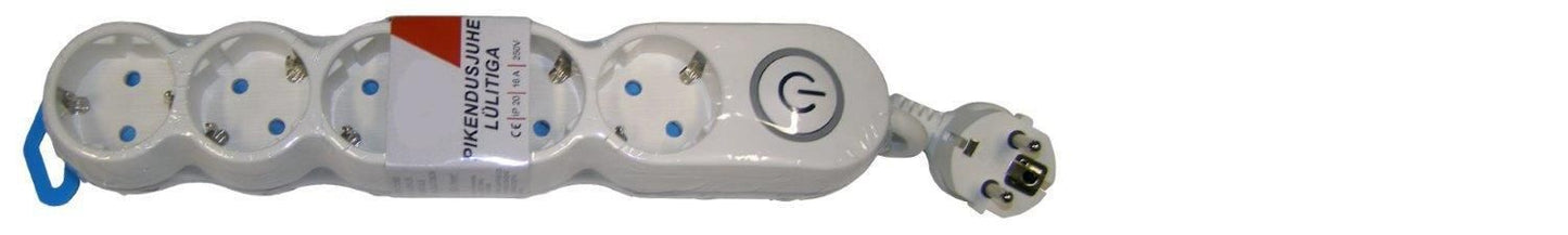Pikendusjuhe 3m 5pesa+lüliti IP20 valge/hall