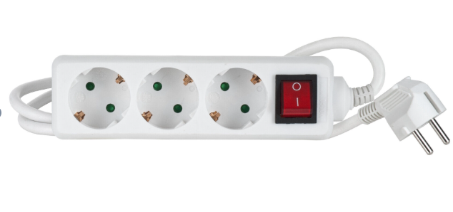 Pikendusjuhe 3m 3pesa+lüliti IP20 240524 240524 valge