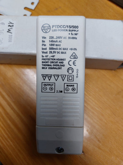 Toiteplokk LED PTDCC/15/500, 500 mA, 17 W