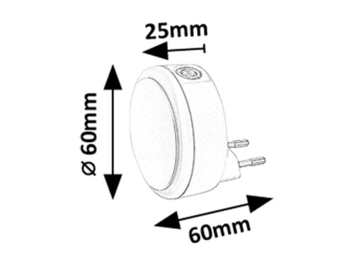 Öövalgusti LED 0,3W 20 lm 3000K 230V valge Ø60 mm