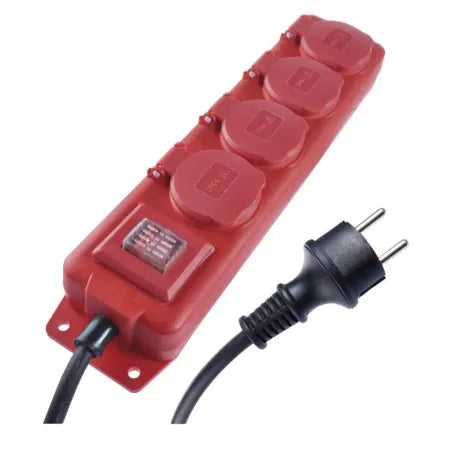 Pikendusjuhe 4 pesaga lülitiga 10 m H07RN-F 3G1,5 mm² IP44 must/punane