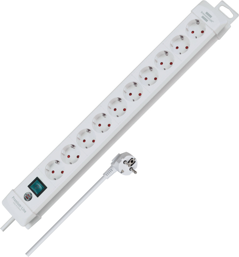 Pikendusjuhe 10 pesaga lülitiga 3 m H05VV-F 3G1,5 mm² IP20 valge