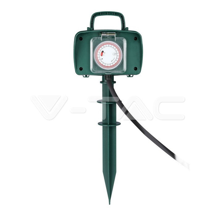 Aiapikendusjuhe maavardaga 2-ne taimeriga 3 m 3G1,5 mm² IP44 roheline