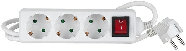 Pikendusjuhe 3m 3 pesa+lüliti IP20 valge