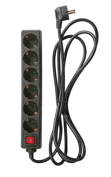 Pikendusjuhe 6 pesaga lülitiga 3 m IP20 must
